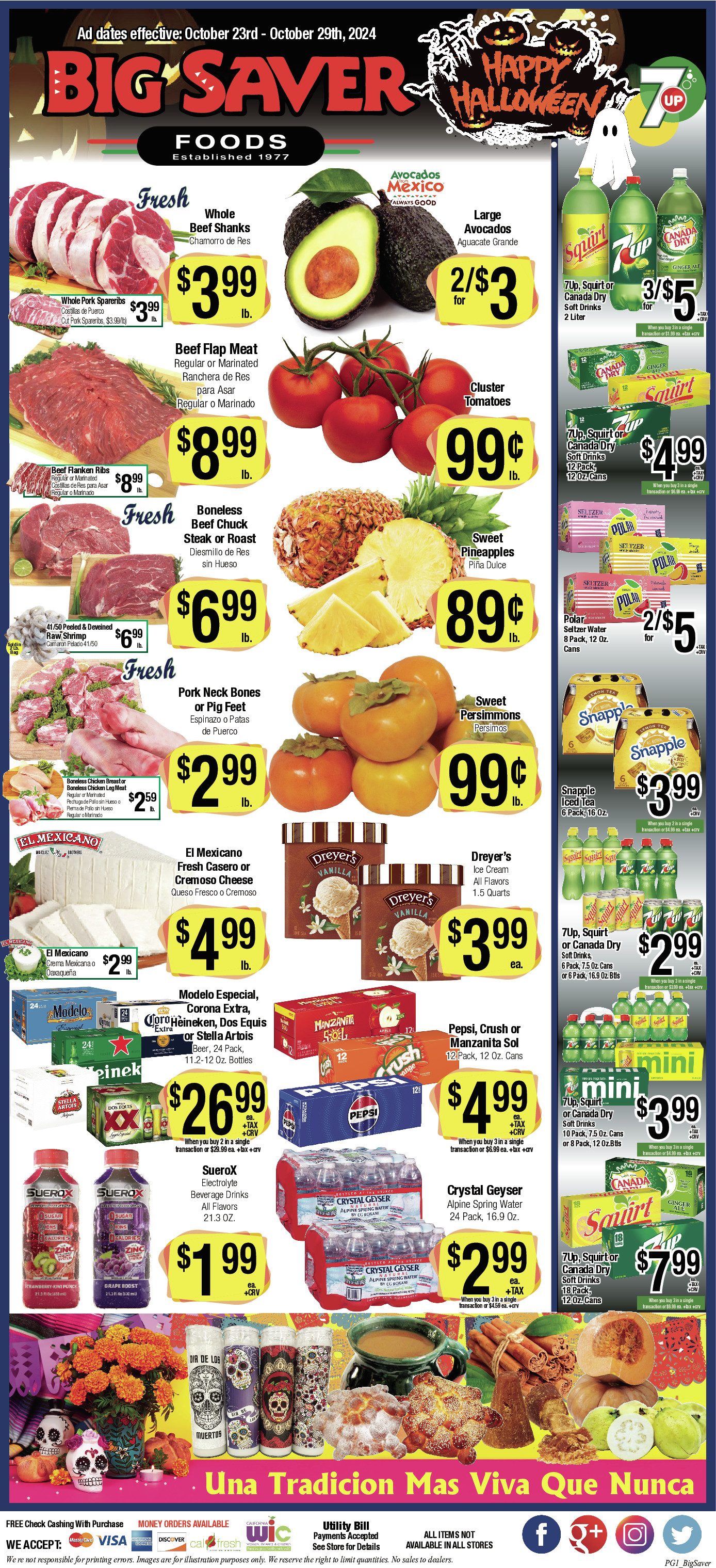 Big Saver Food Weekly AD 1 Page. valid thruogh 10/23/2024 - 10/29/2024