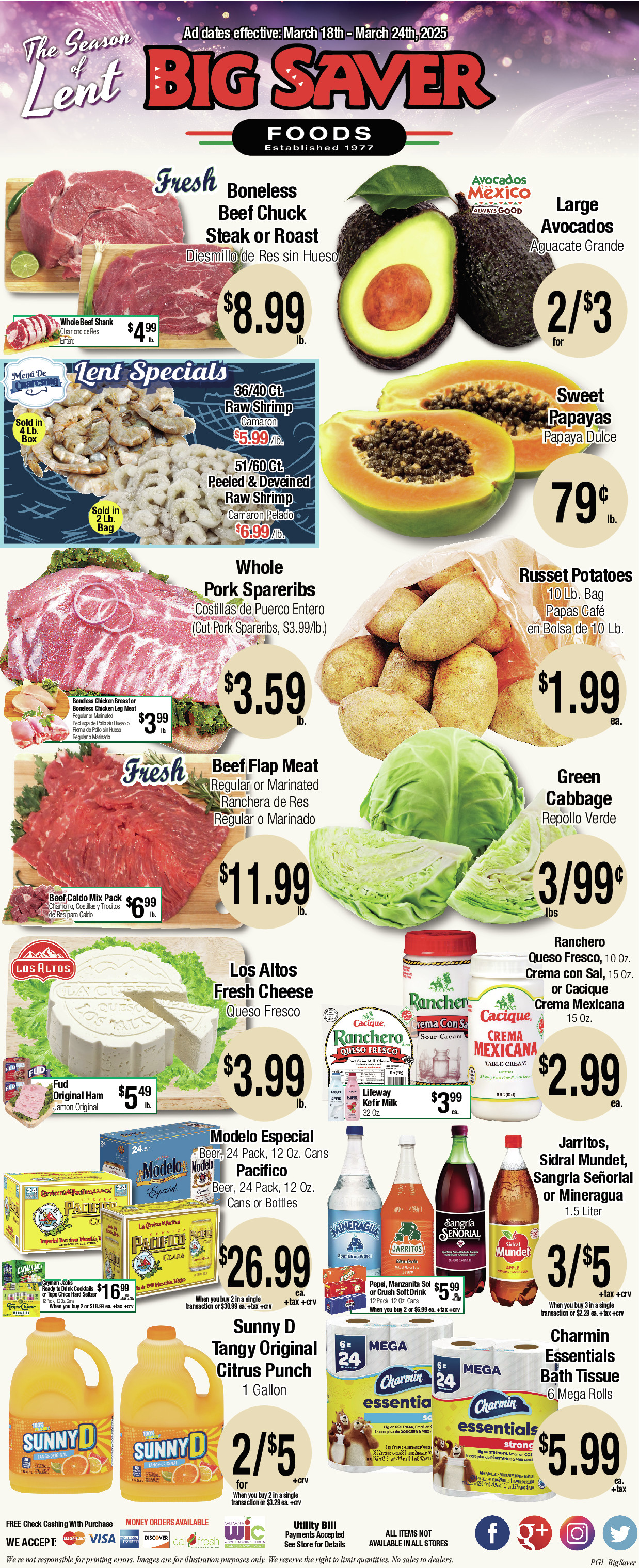Big Saver Food Weekly AD 1 Page. valid thruogh 03/18/2026 - 03/24/2026